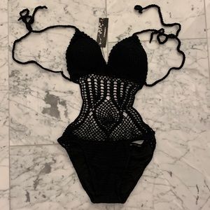 Black NWT XS crochet swimsuit